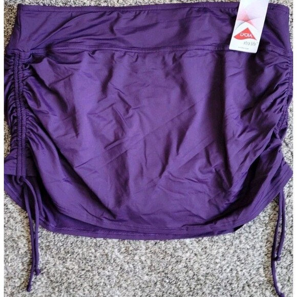 SWIM SKIRT w/ Brief 16 regular Purple TUMMY CONTROL 15" Solid Lands End S428 - Picture 3 of 8